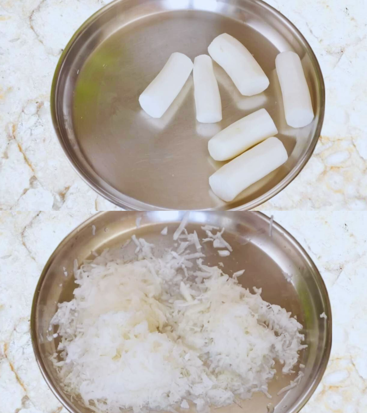 Mooli paratha recipe step 2 Grating radish