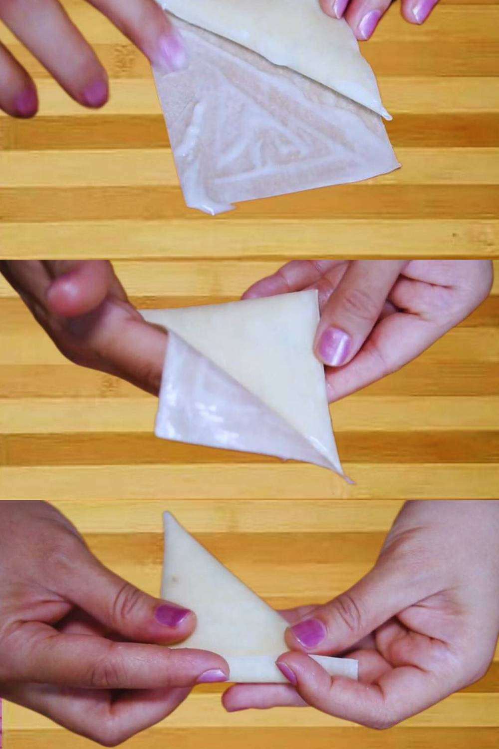 Shaping cheese samosa 