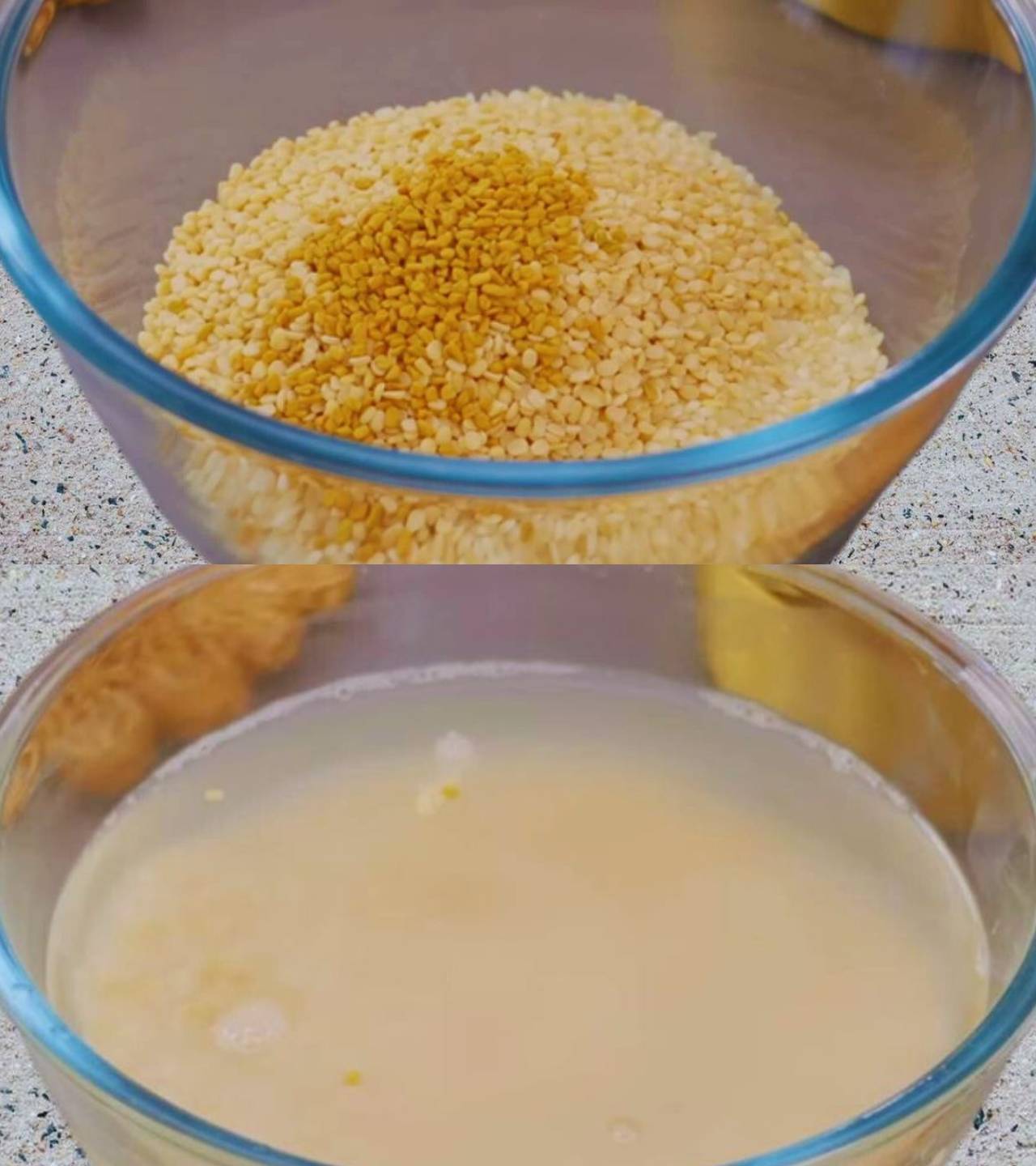 Soaking rice and dal with methi seeds