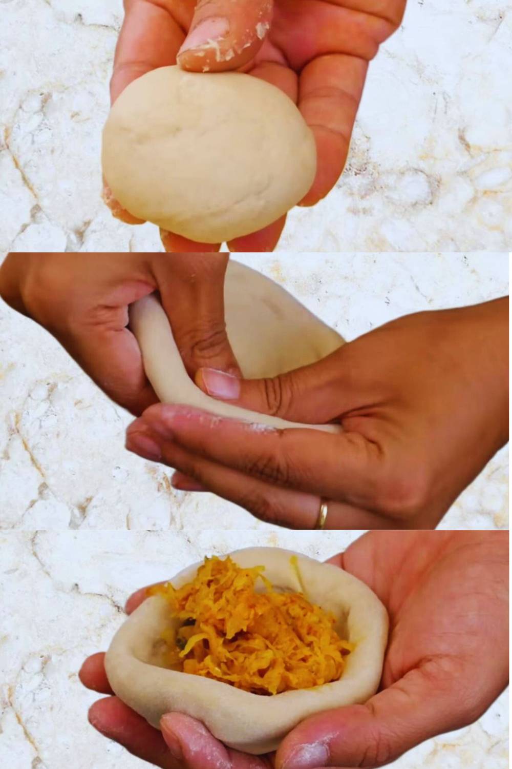 Mooli paratha recipe step 9 Stuffing a peda