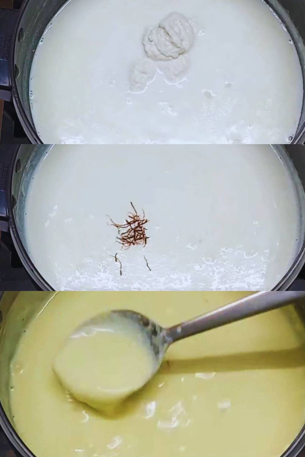 Badam kheer recipe step 5 Adding badam paste and kesar