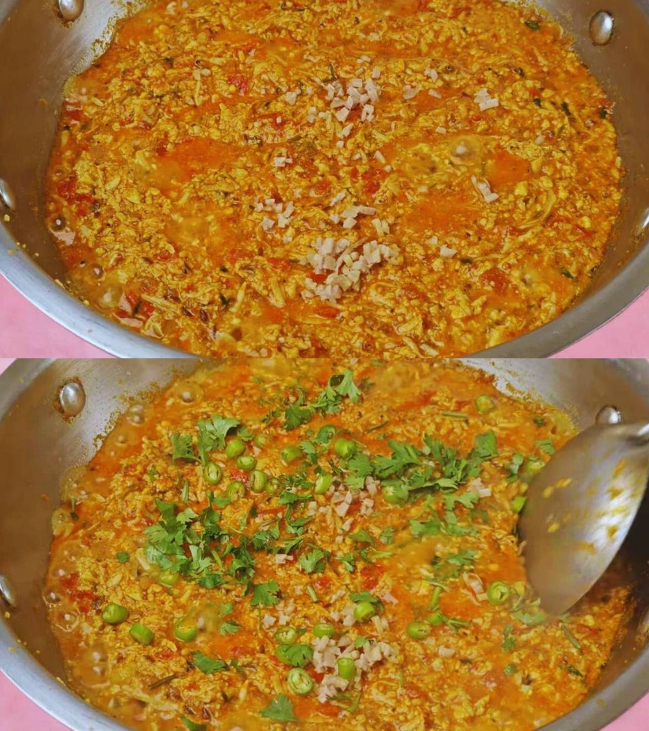 Adding chopped ginger and coriander 