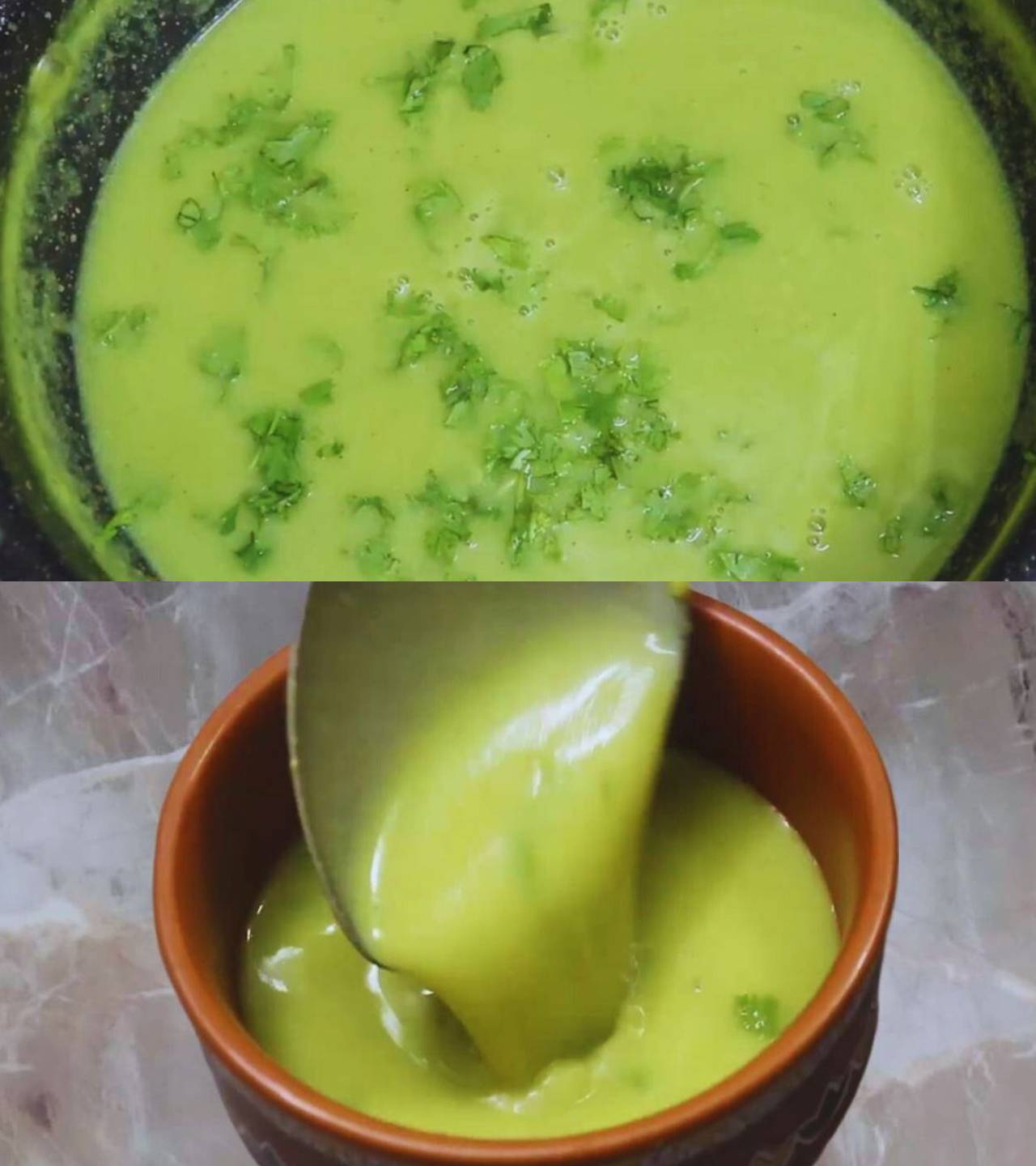 Adding coriander leaves 