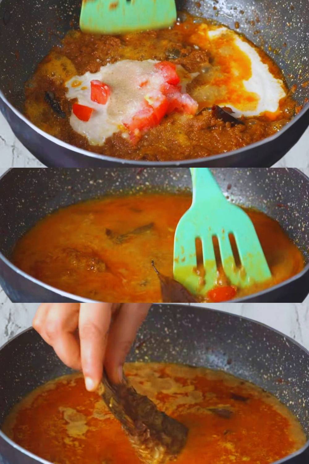 Adding curd, other ingredients and fried fish 