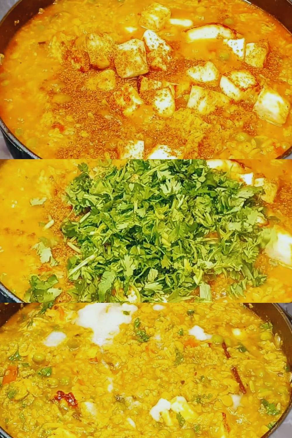 Paneer khichdi recipe step 8 Adding ghee, garam masala and coriander leaves