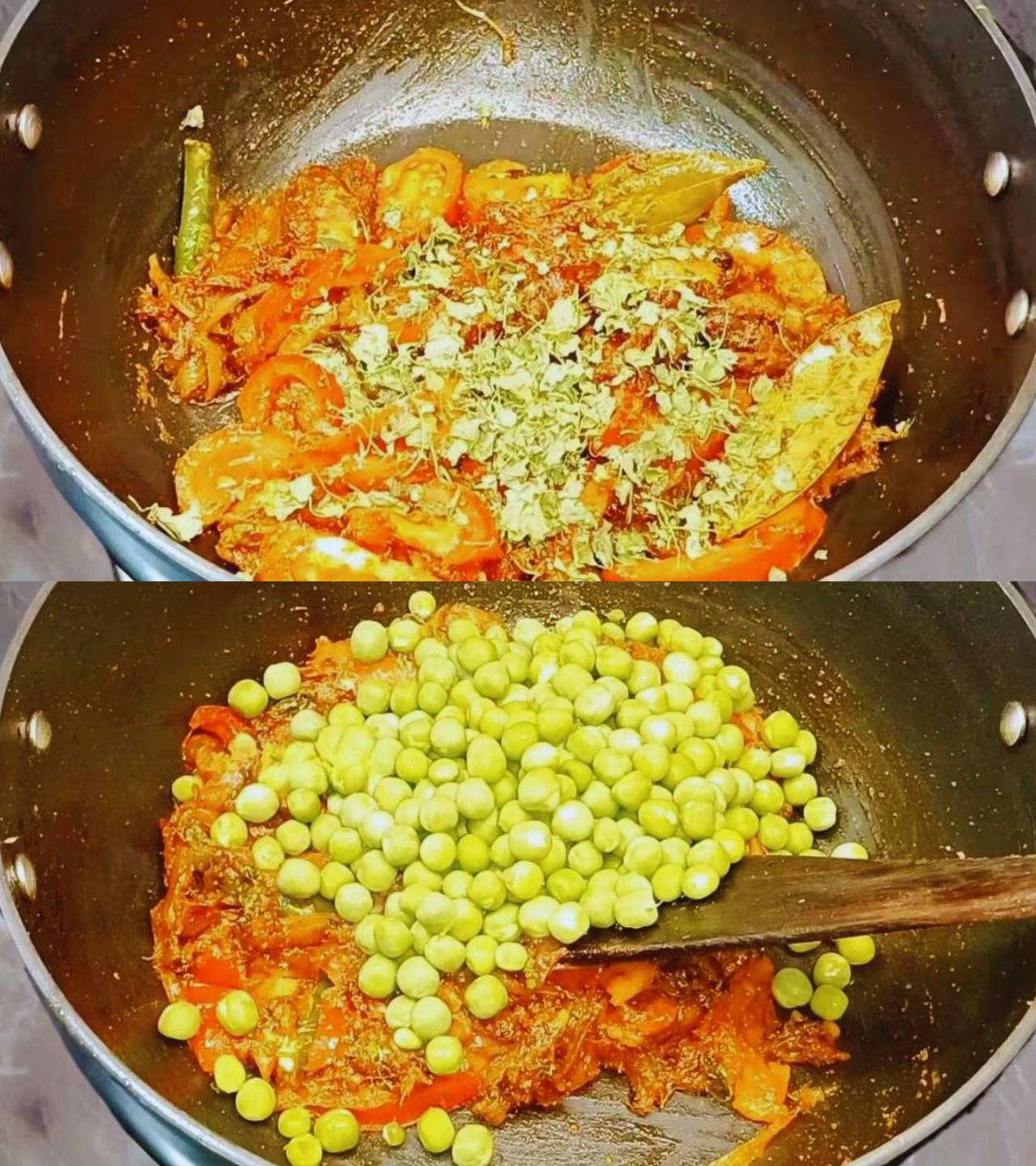 Paneer khichdi recipe step 6 Adding Kasuri Methi and peas