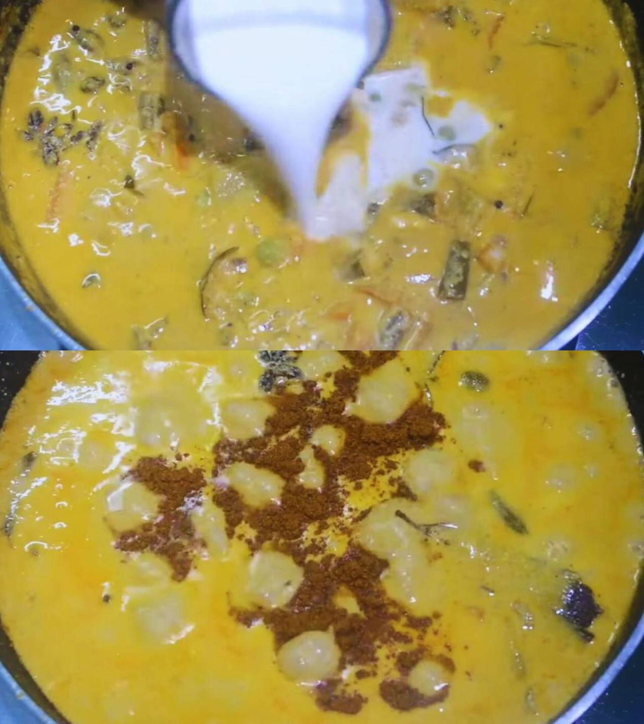 Vegetable korma recipe step 7 Adding milk and garam masala