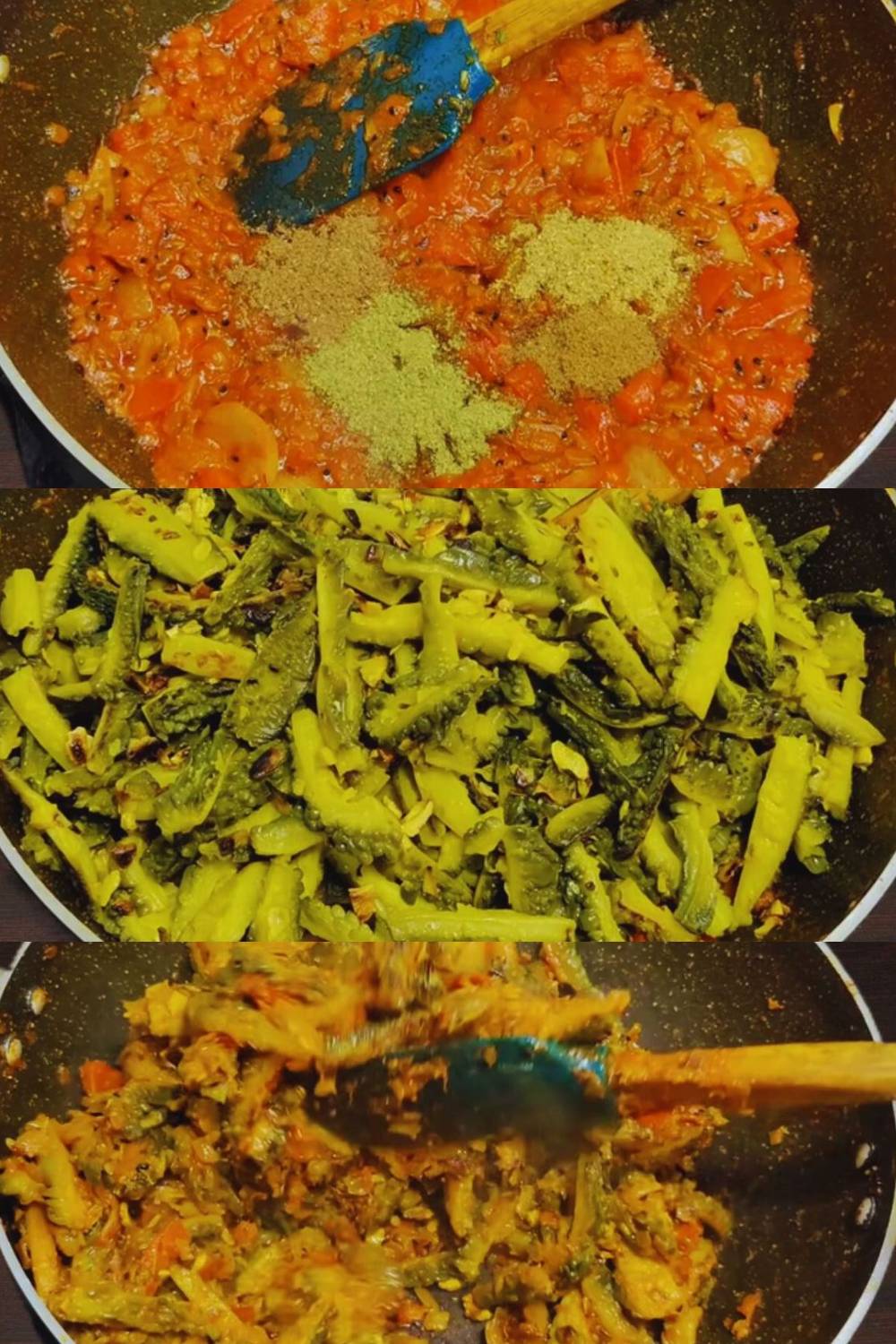 Karela sabji recipe step 8 Adding more spices and cooked karela