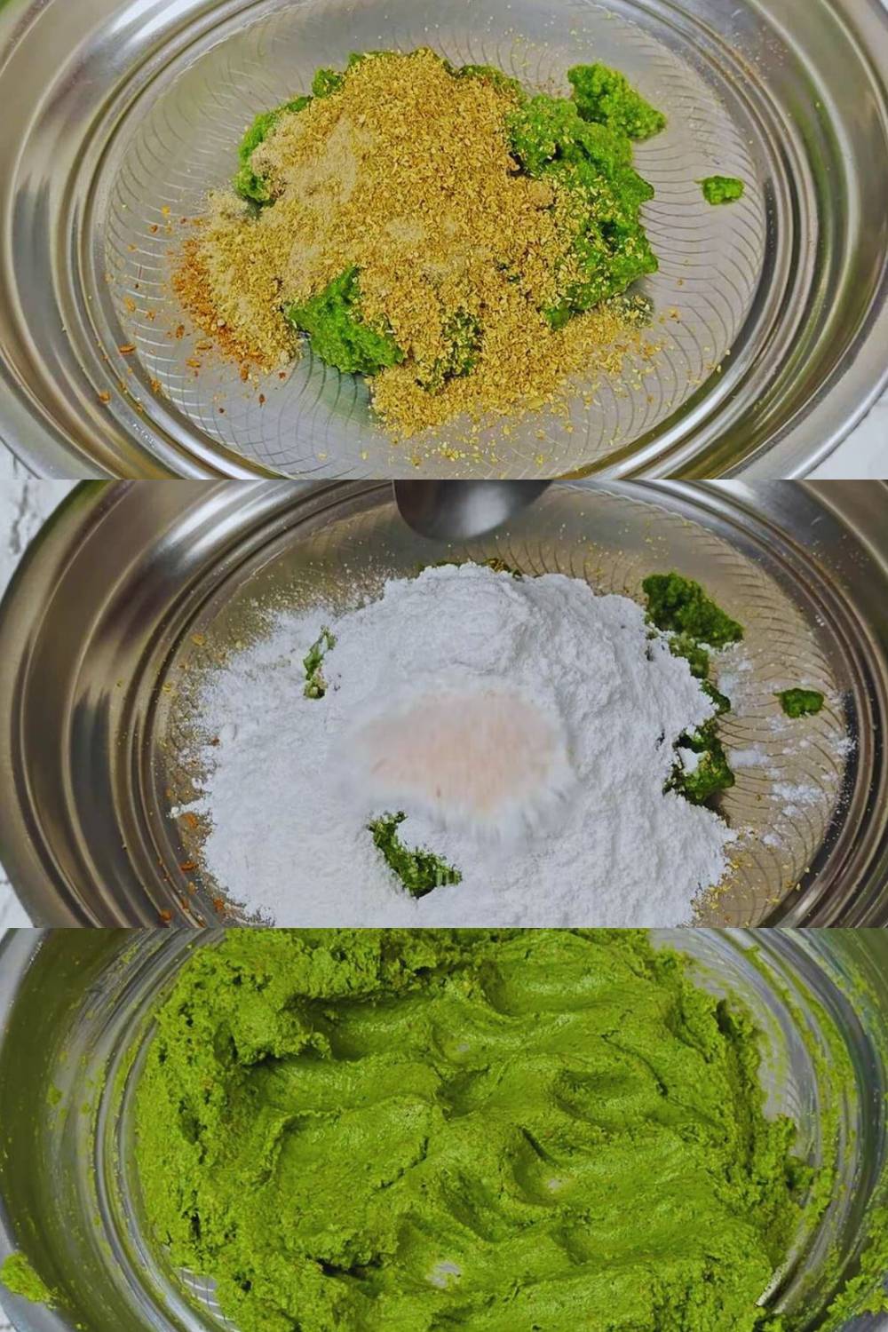 Green masala fish fry recipe step 3 Adding powdered ingredients to the green paste