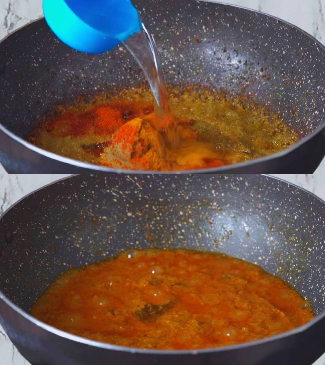 Adding powdered spices 