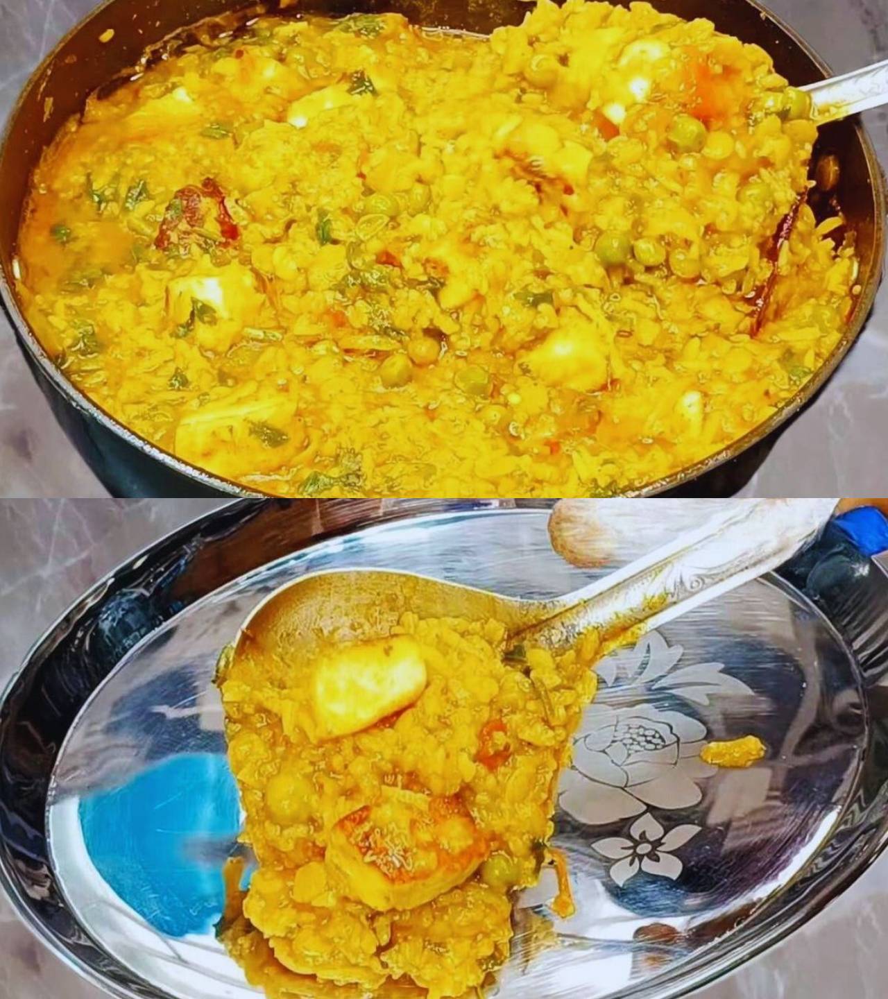 Paneer khichdi recipe step 9 Checking consistency