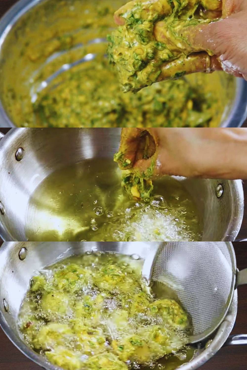 Frying Palak Pakoda