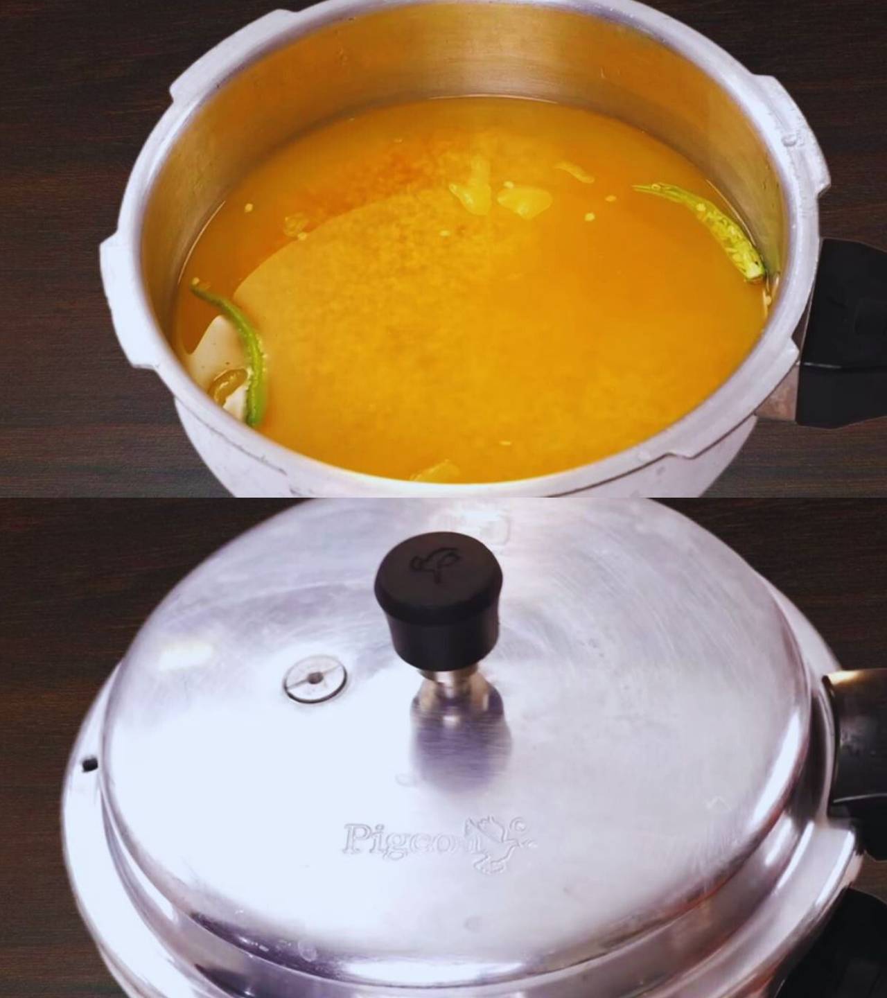 Pressure cooking dal and rice 