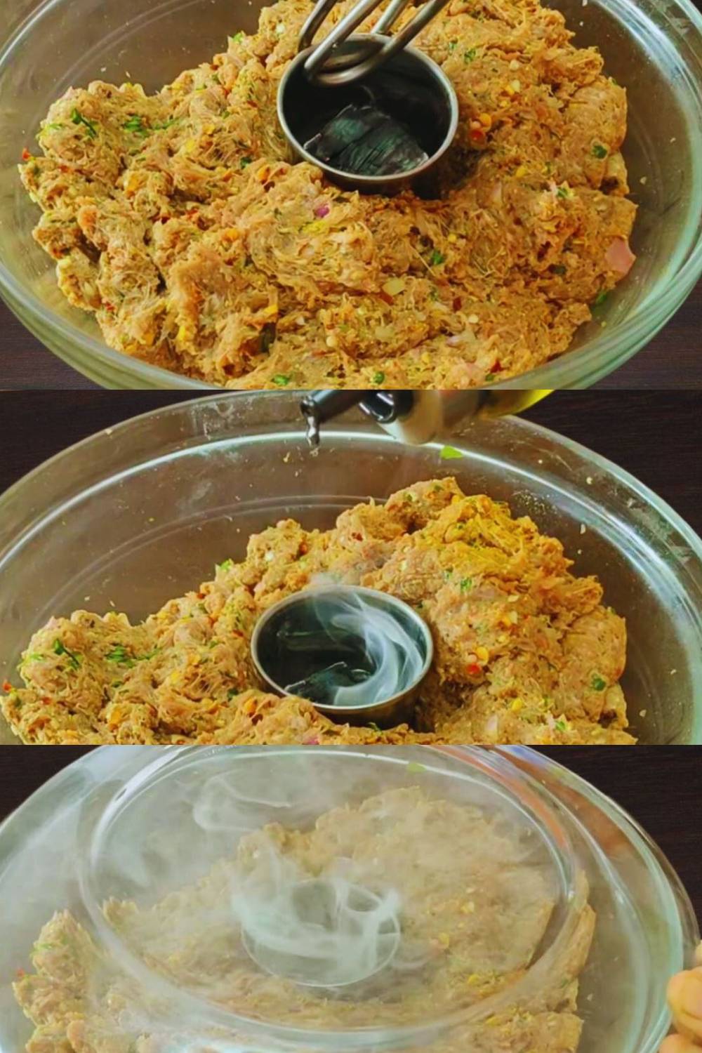 Mutton seekh kebab recipe step 7 Smoking the kebab mixture