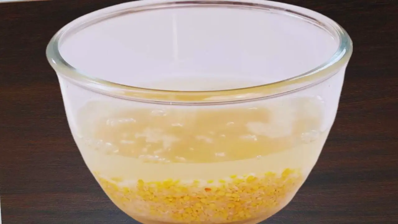 Washed and soaked dal and rice 