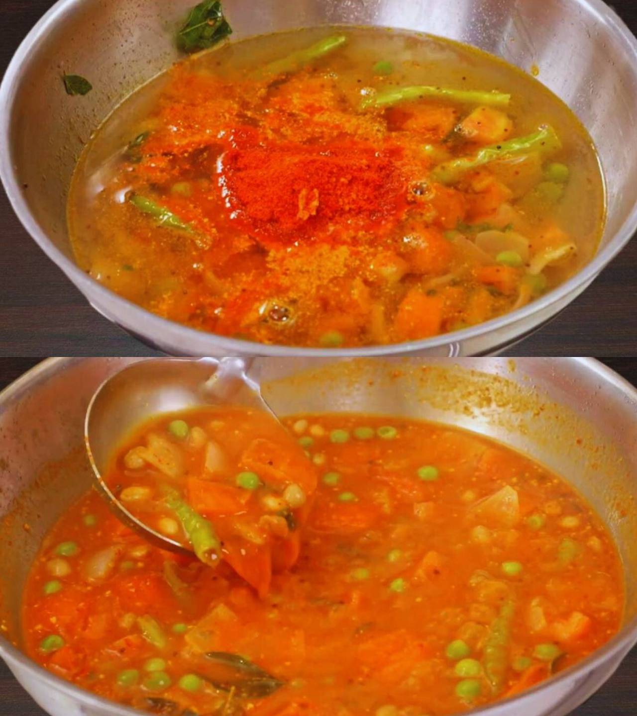 Adding Bisi Bele masala and red chili powder 