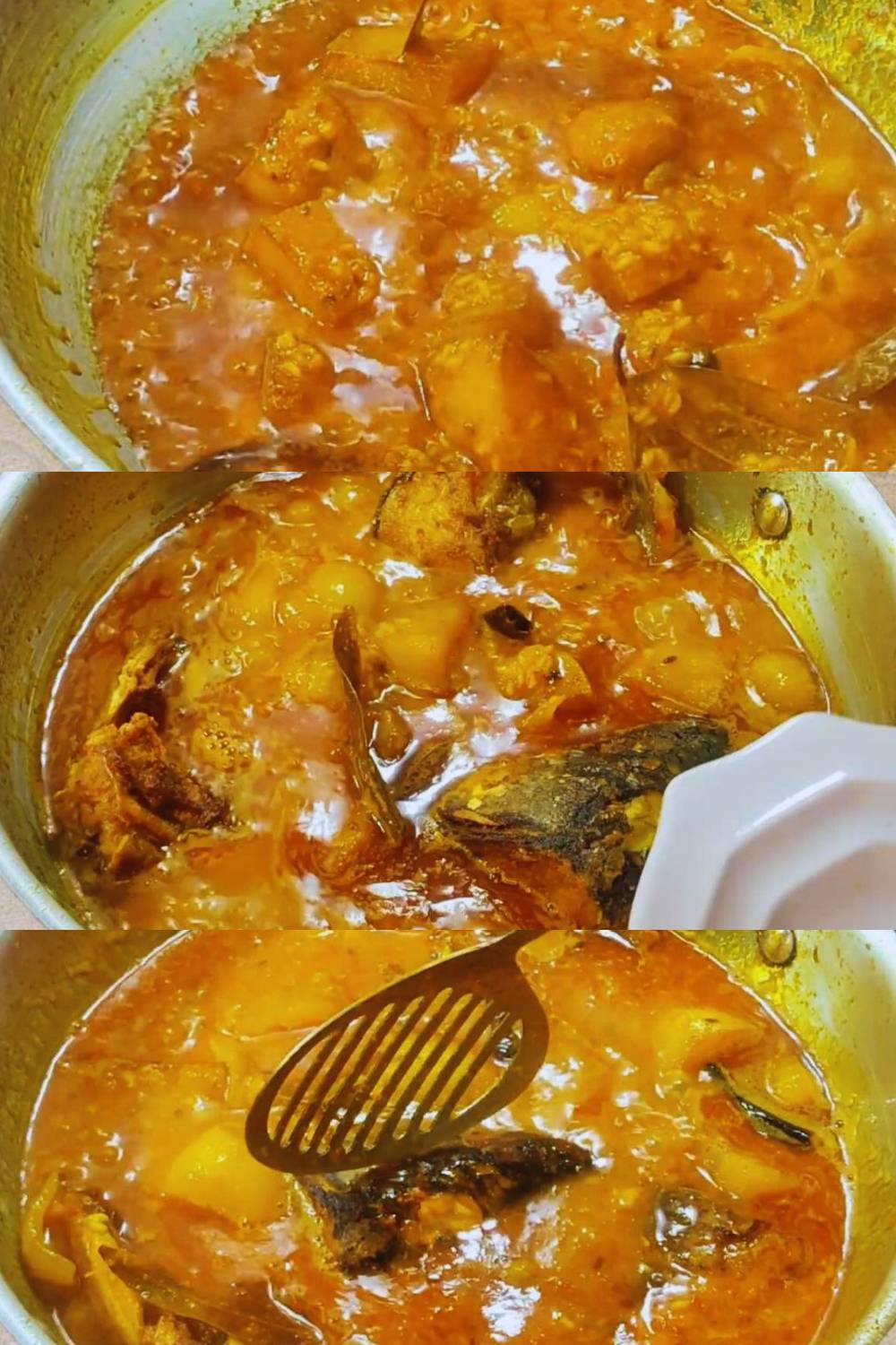 Adding fried fish head 