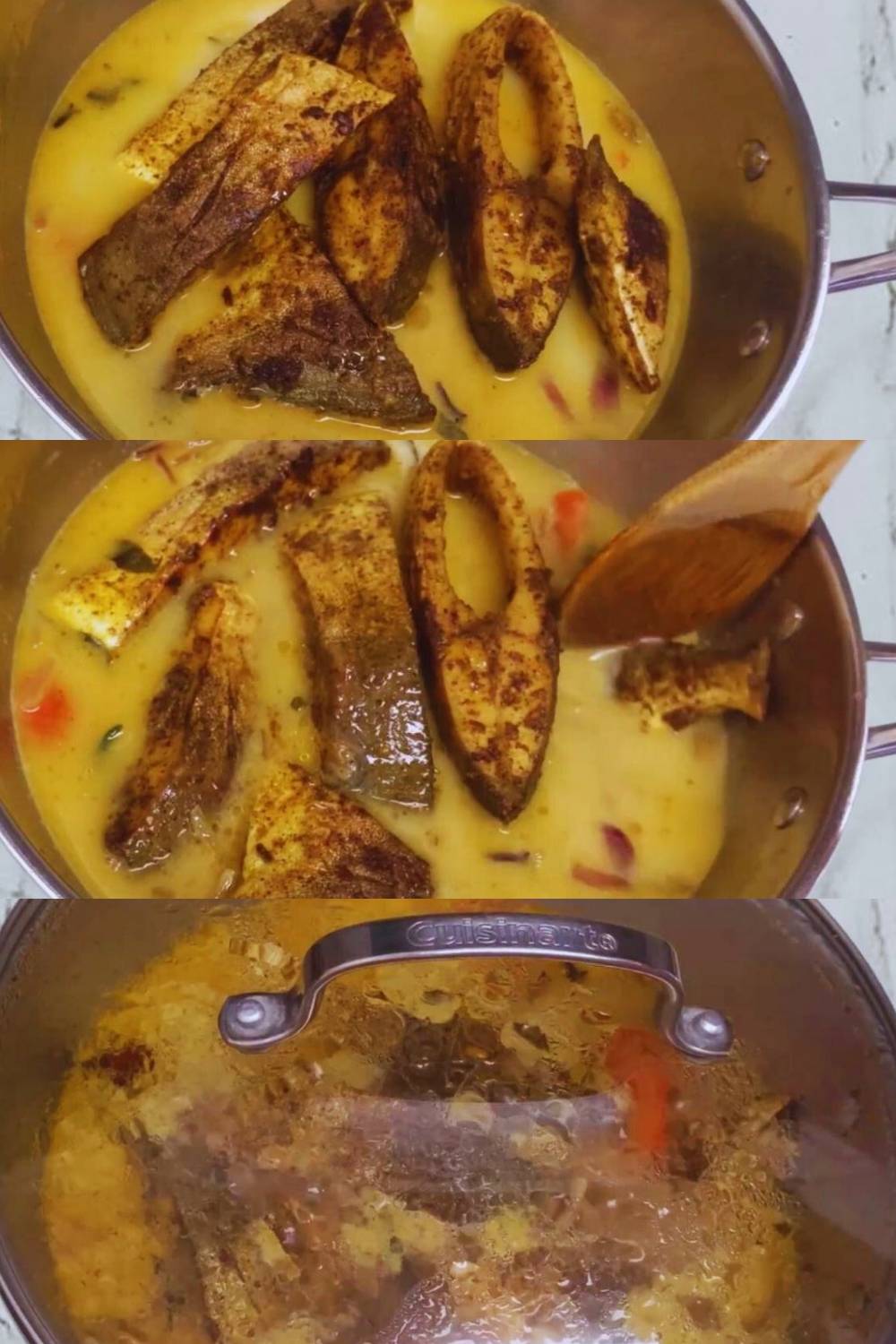 Fish molee recipe step 8 Adding fried fish pieces