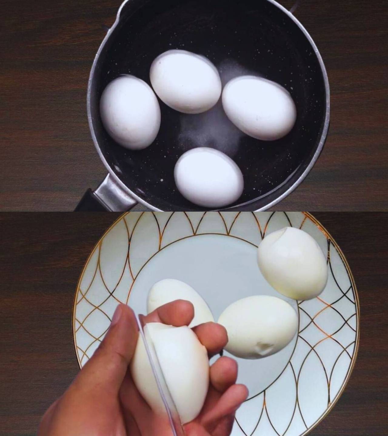 Egg roast recipe step 1 Boiling and slitting eggs