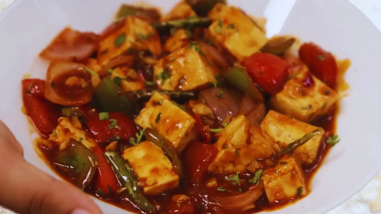 Dry Chili Paneer served 