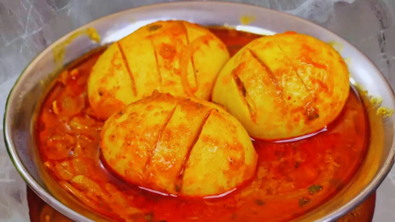 Egg Bhuna Masala is served 