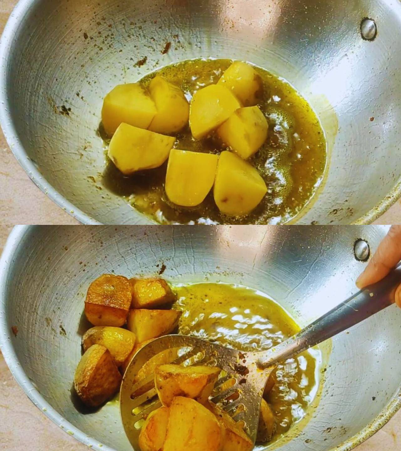 Frying potatoes 