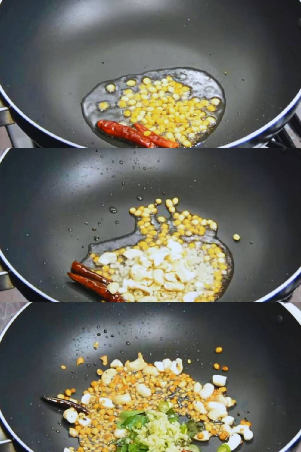 Frying spices and lentils 