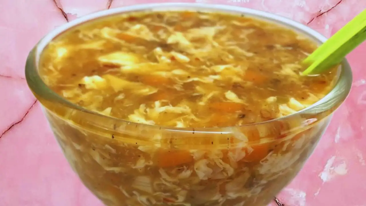 Hot and Sour Egg Soup served 