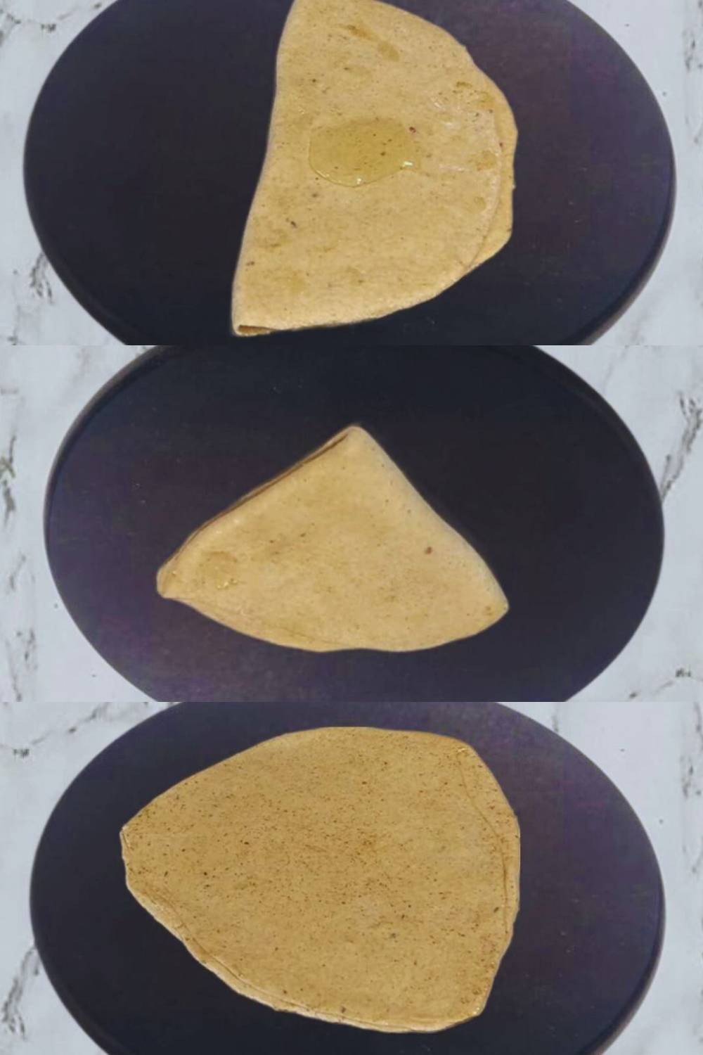 Making a triangular paratha 