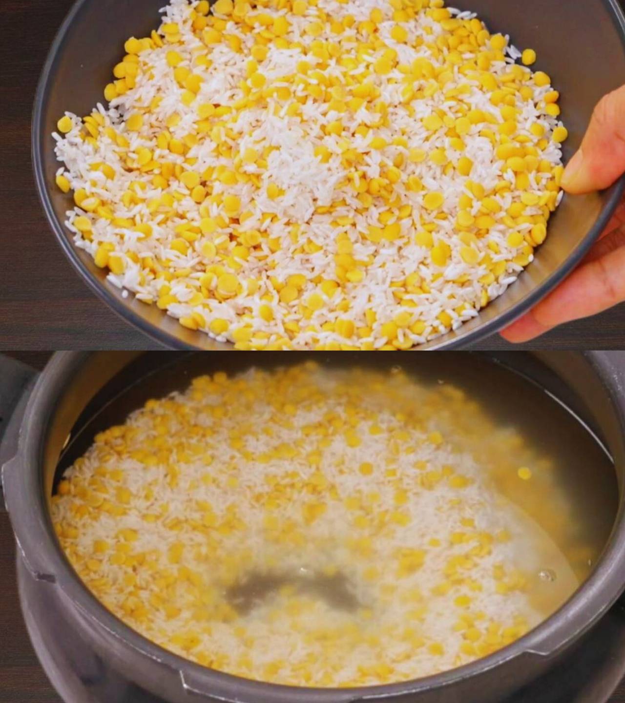 Rice and dal to make Bisi Bele Bath 