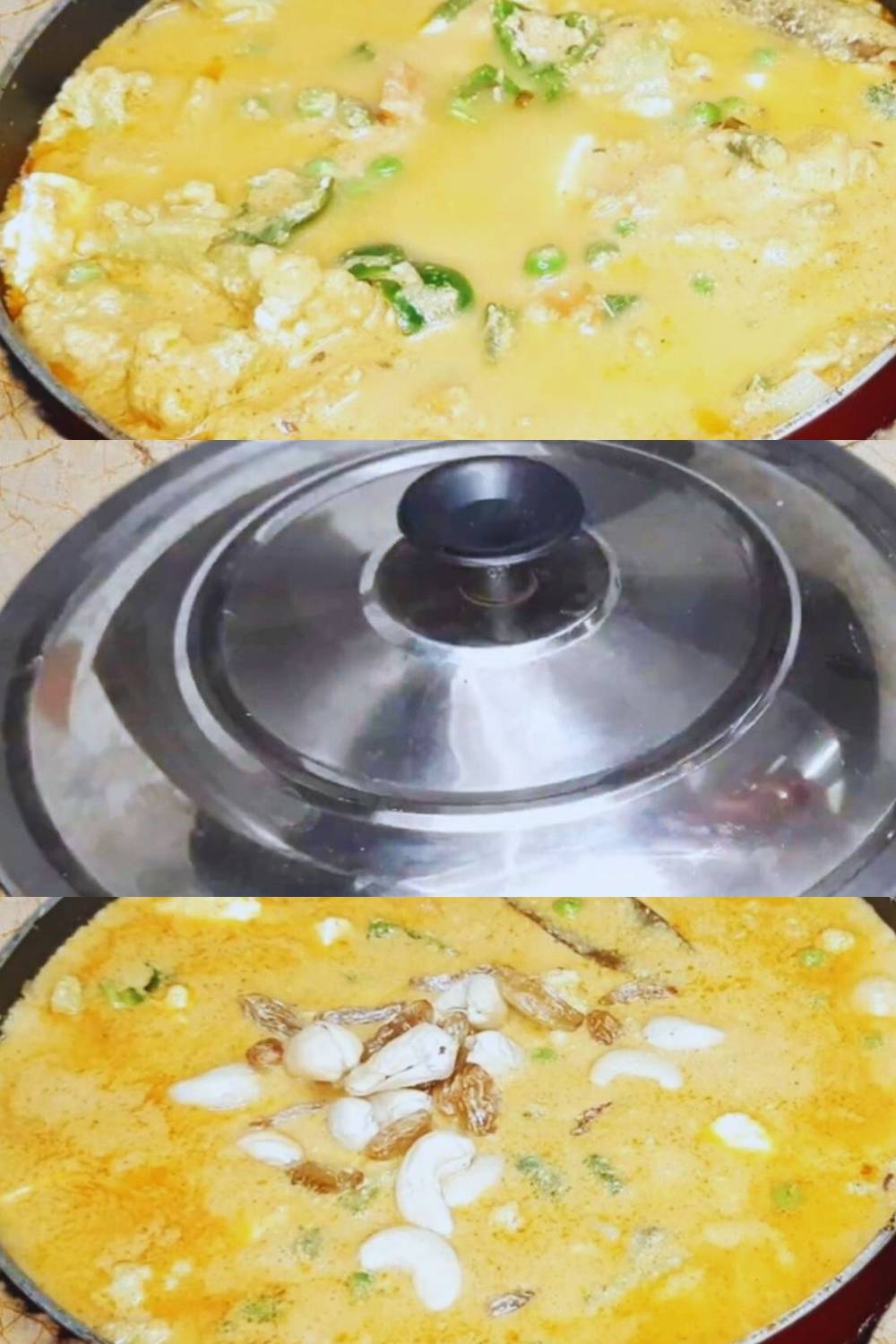 Adding fried cashews and raisins 