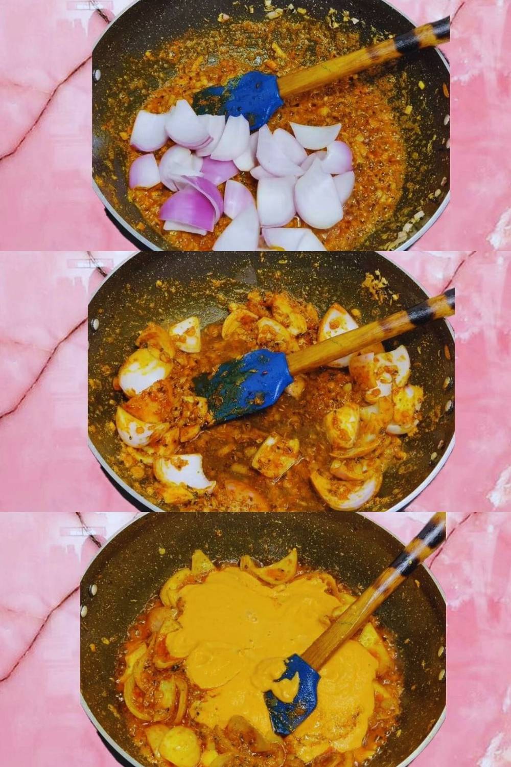 Adding more onions and masala paste 