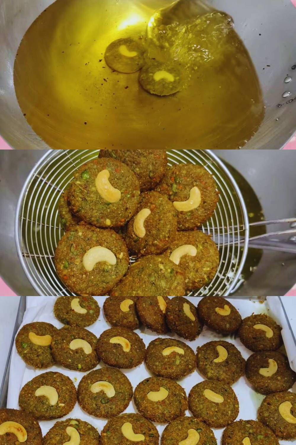 Deep frying Hara Bhara Kebab 