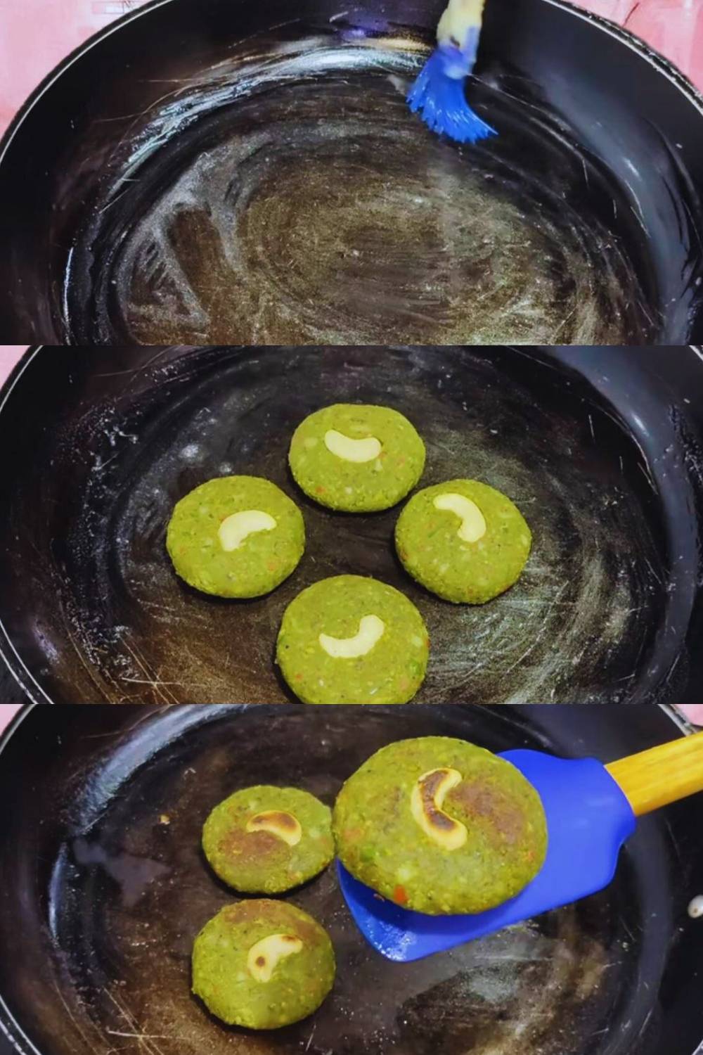 Frying Hara Bhara Kebab 