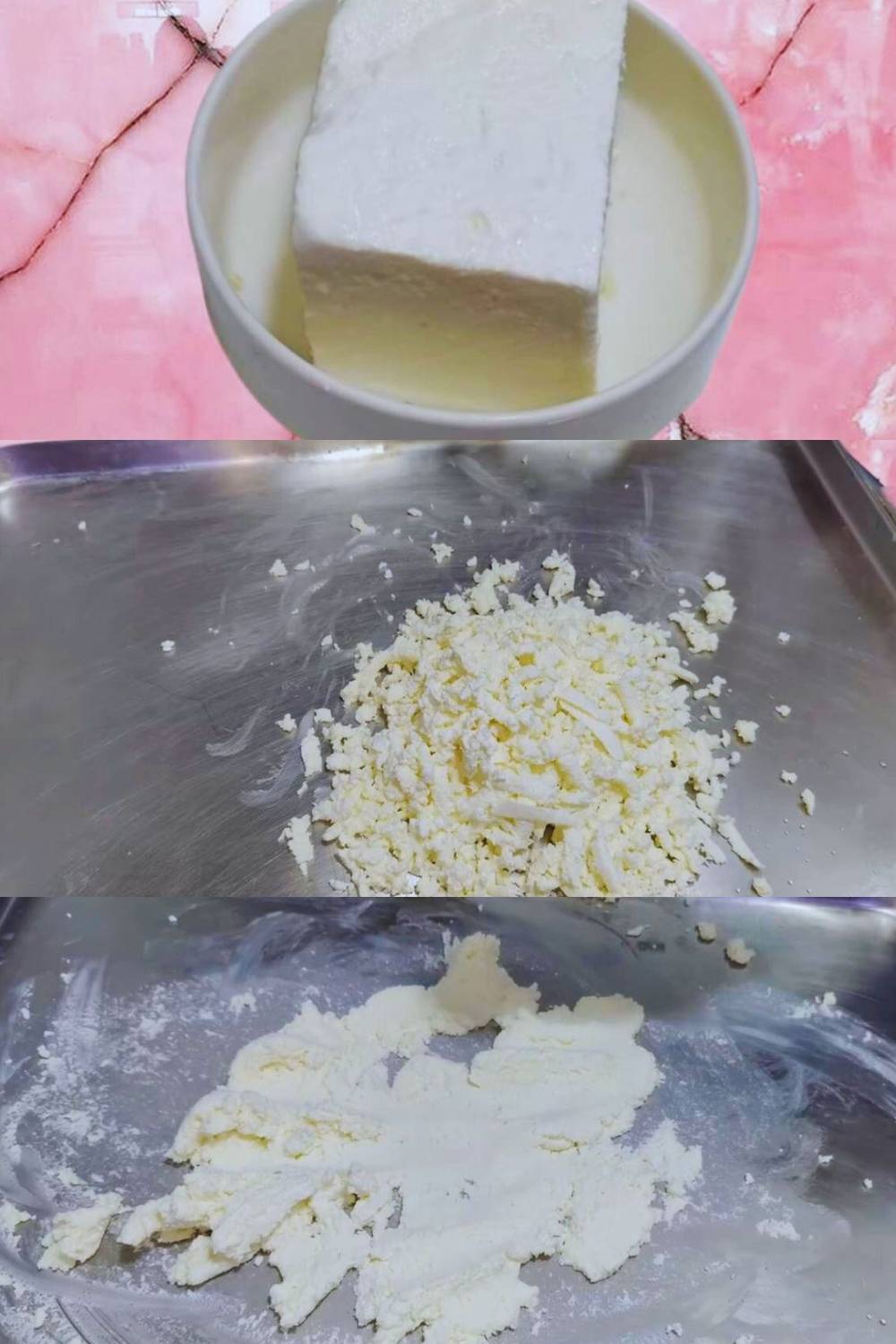 Grating and mashing paneer