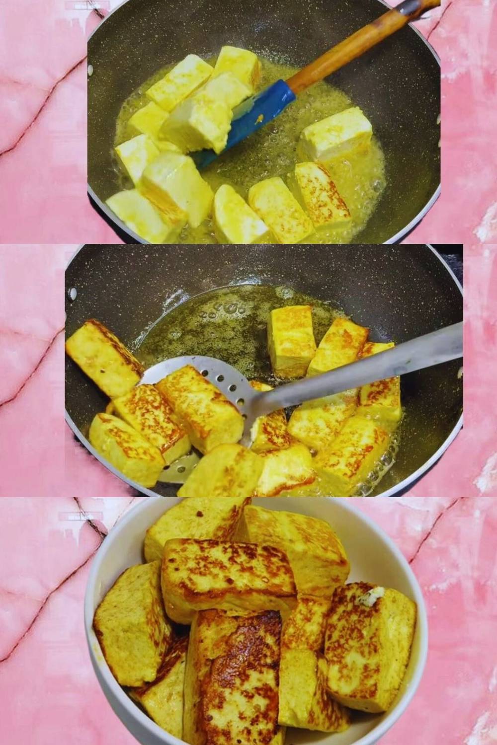 removing fried paneer pieces 