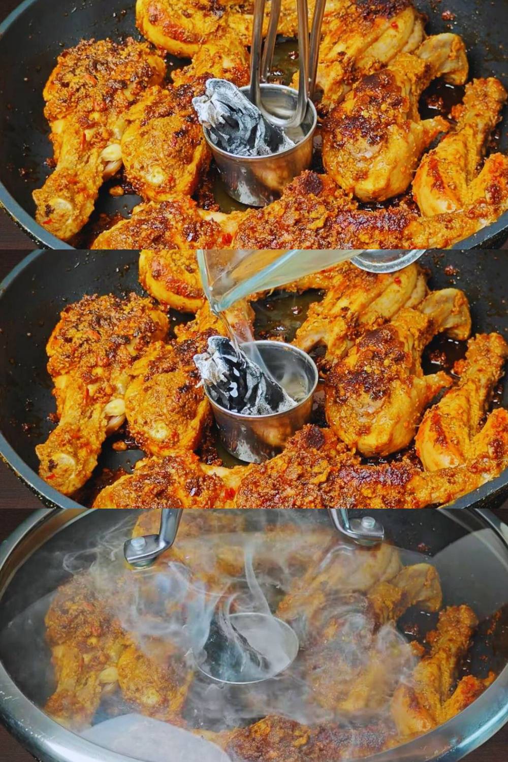 Chicken kalmi kabab recipe step 5 Smoking chicken