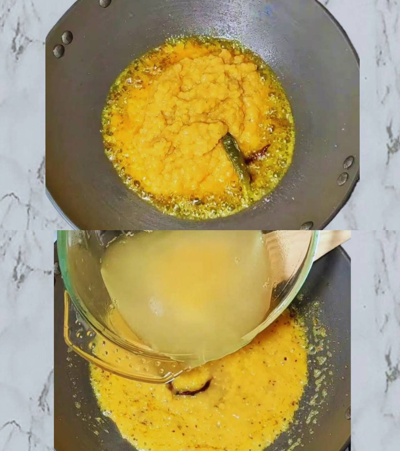 Adding boiled dal