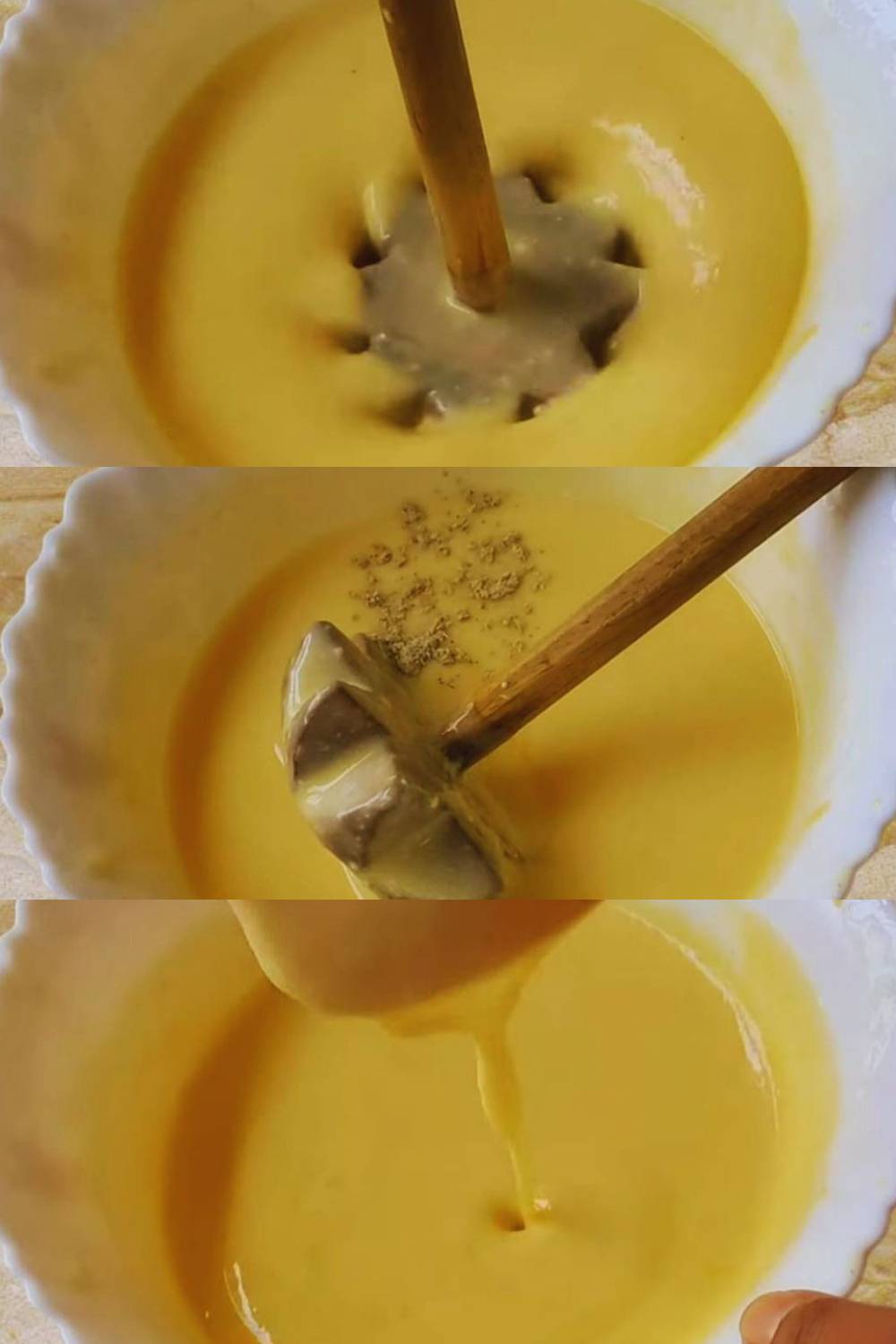 Adding cardamom powder to Mango Lassi 