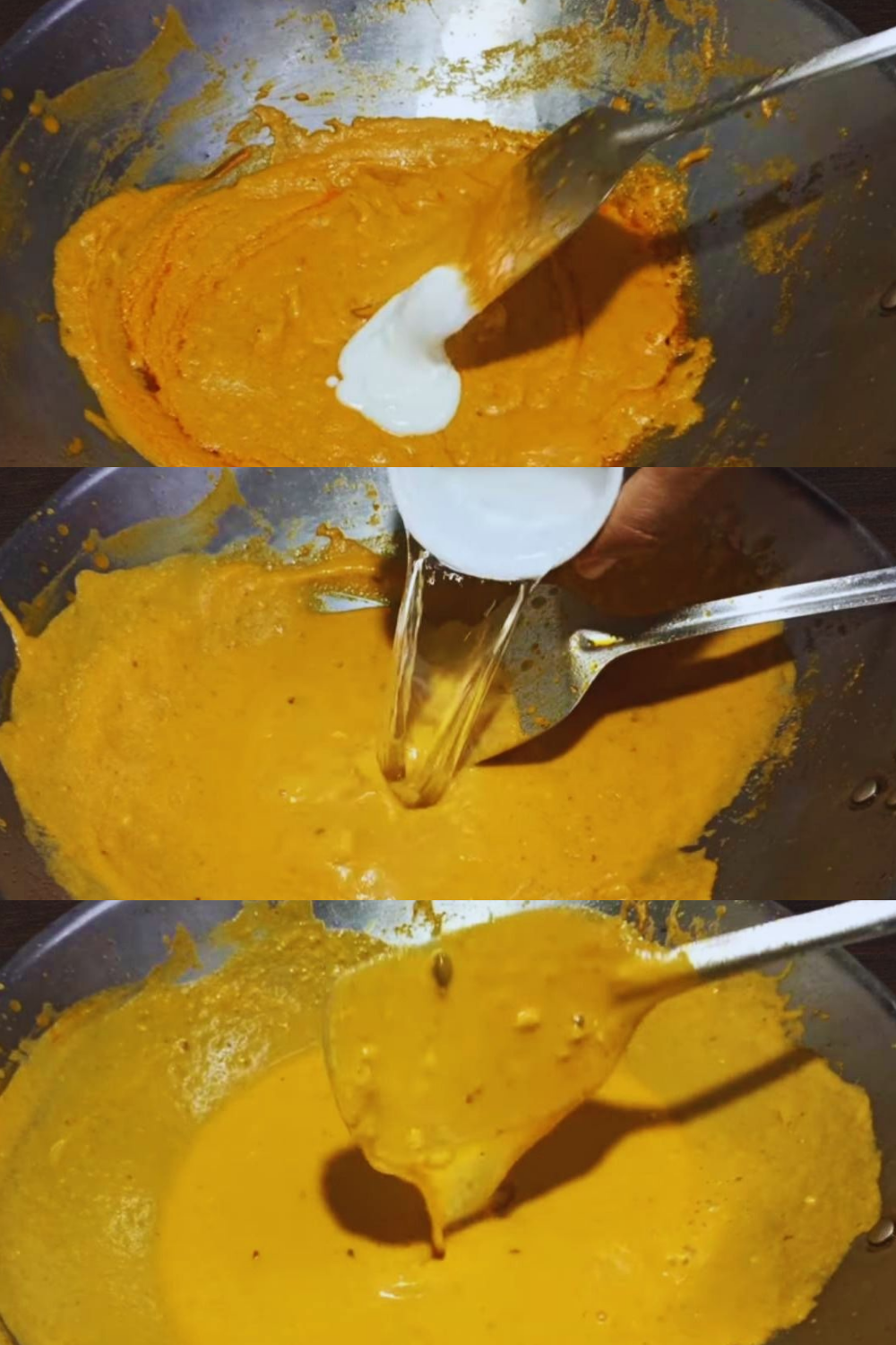 Adding curd and water 
