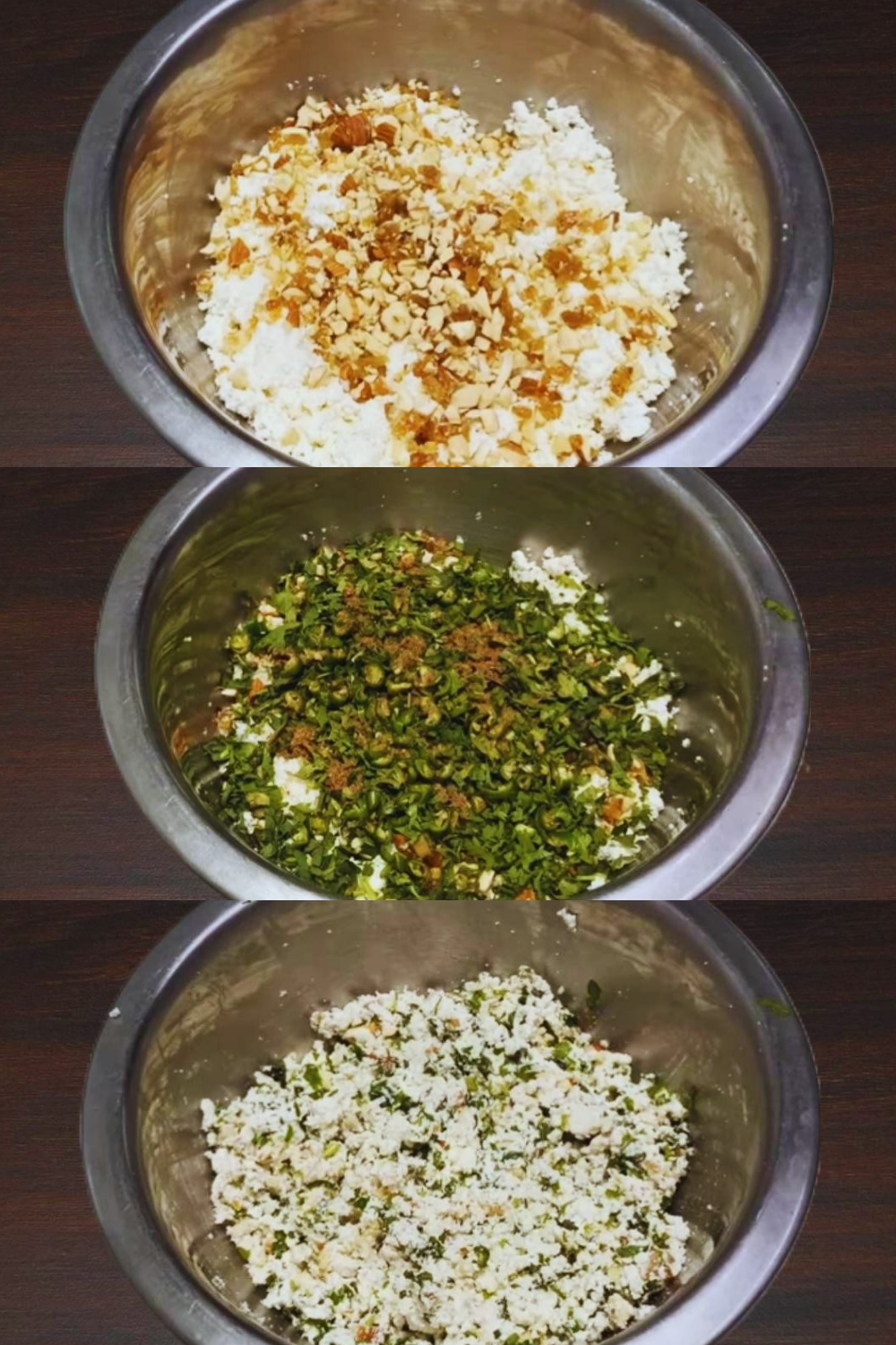 Adding dry fruits and greens 