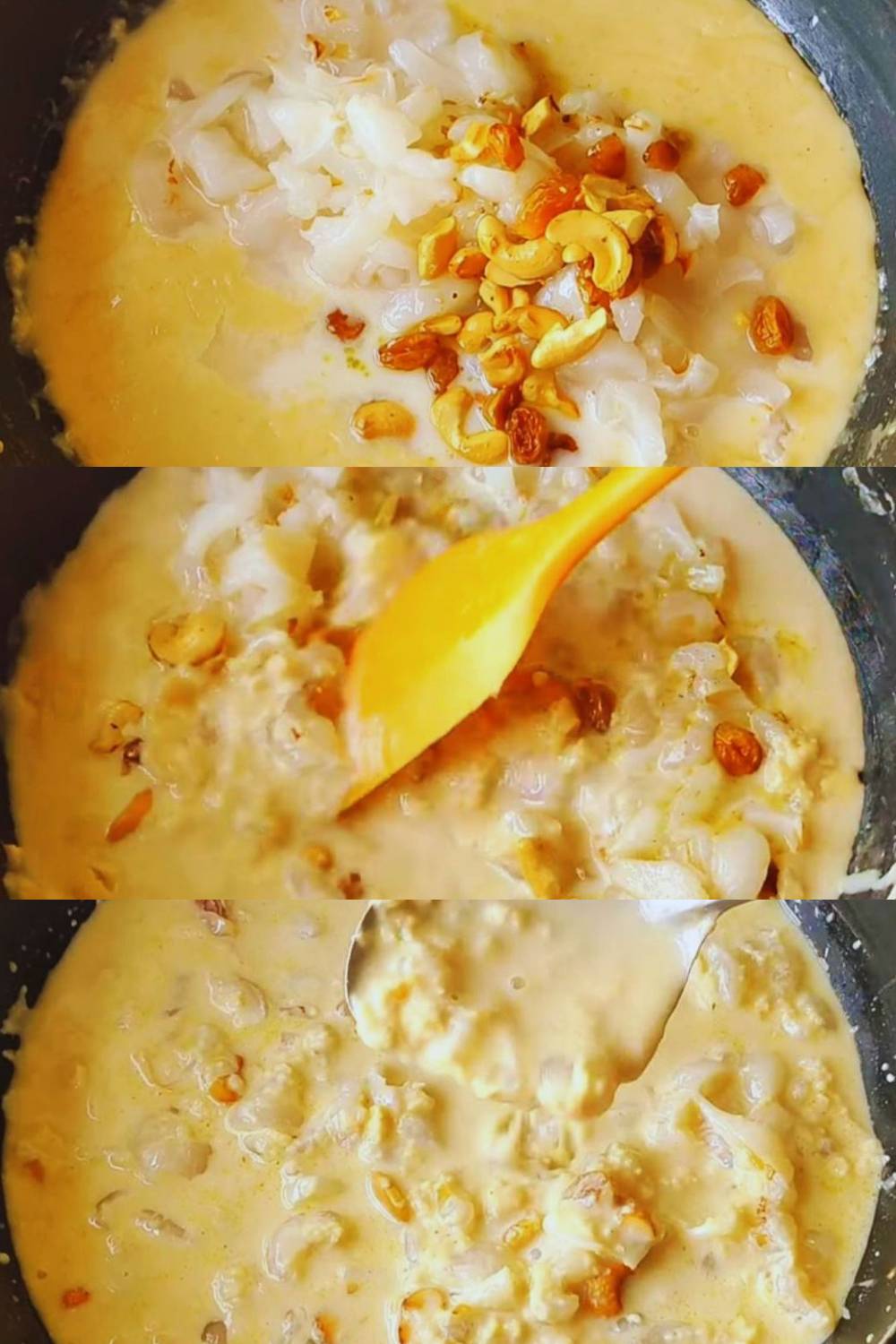 Adding litchi and dry fruits to rabdi 