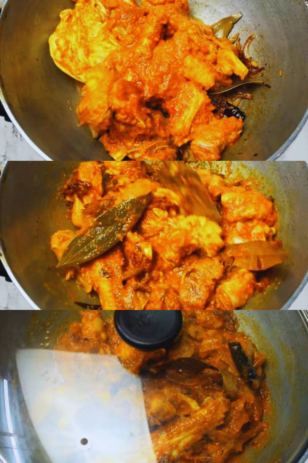 Adding marinated mutton