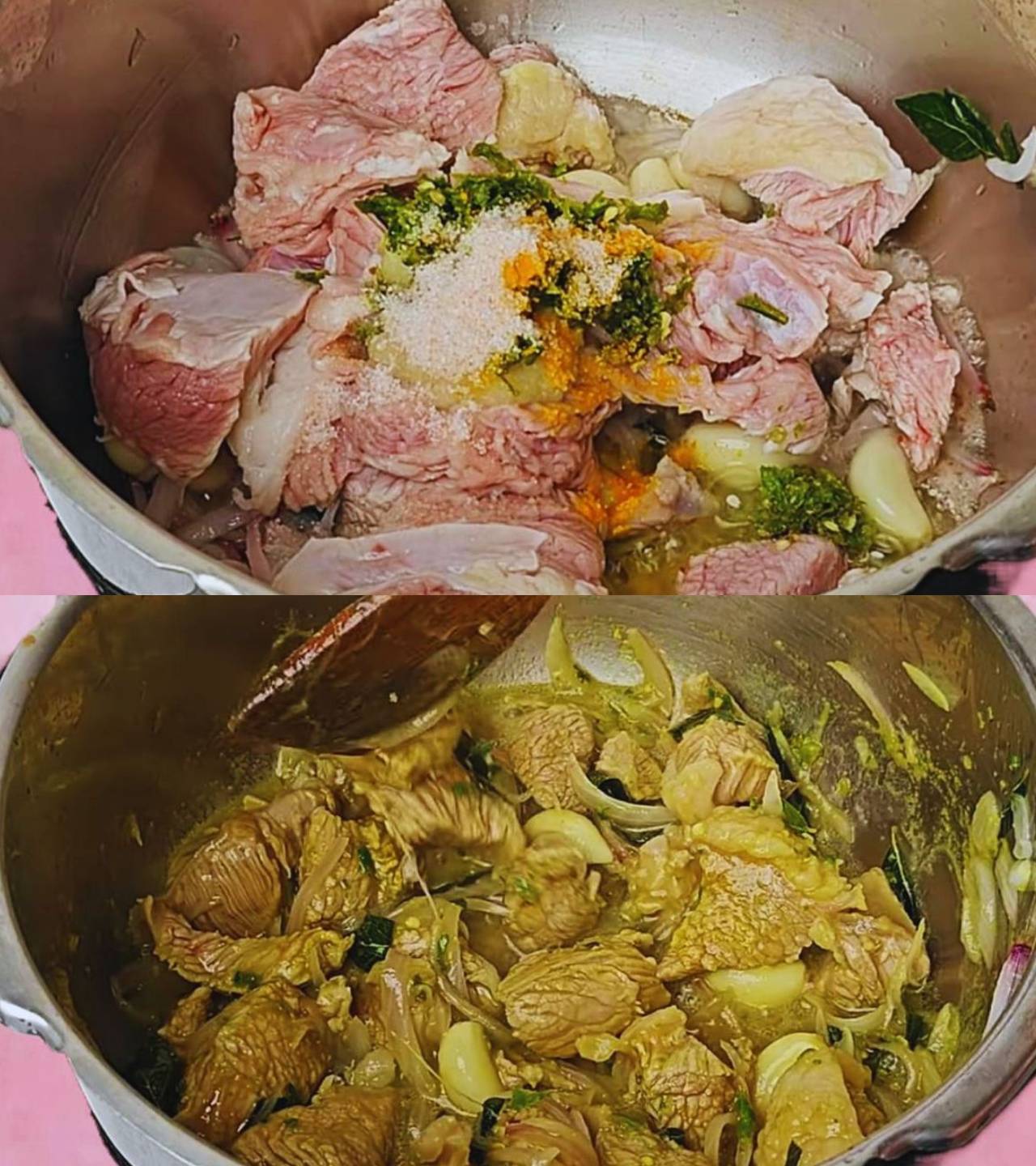 Adding mutton and spices 