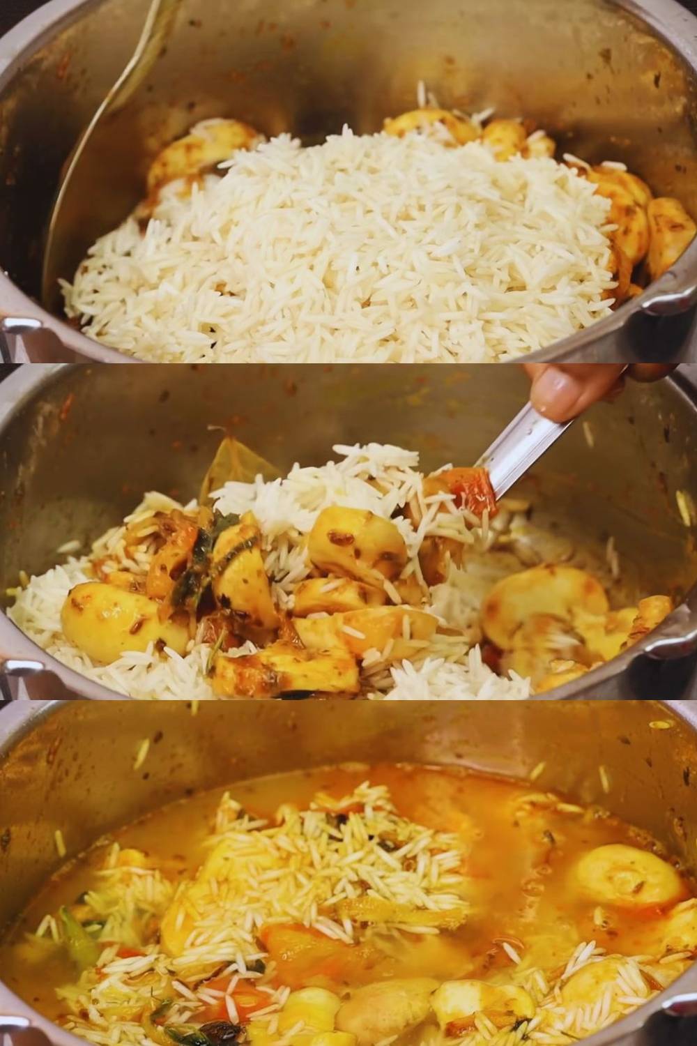 Adding rice and water 