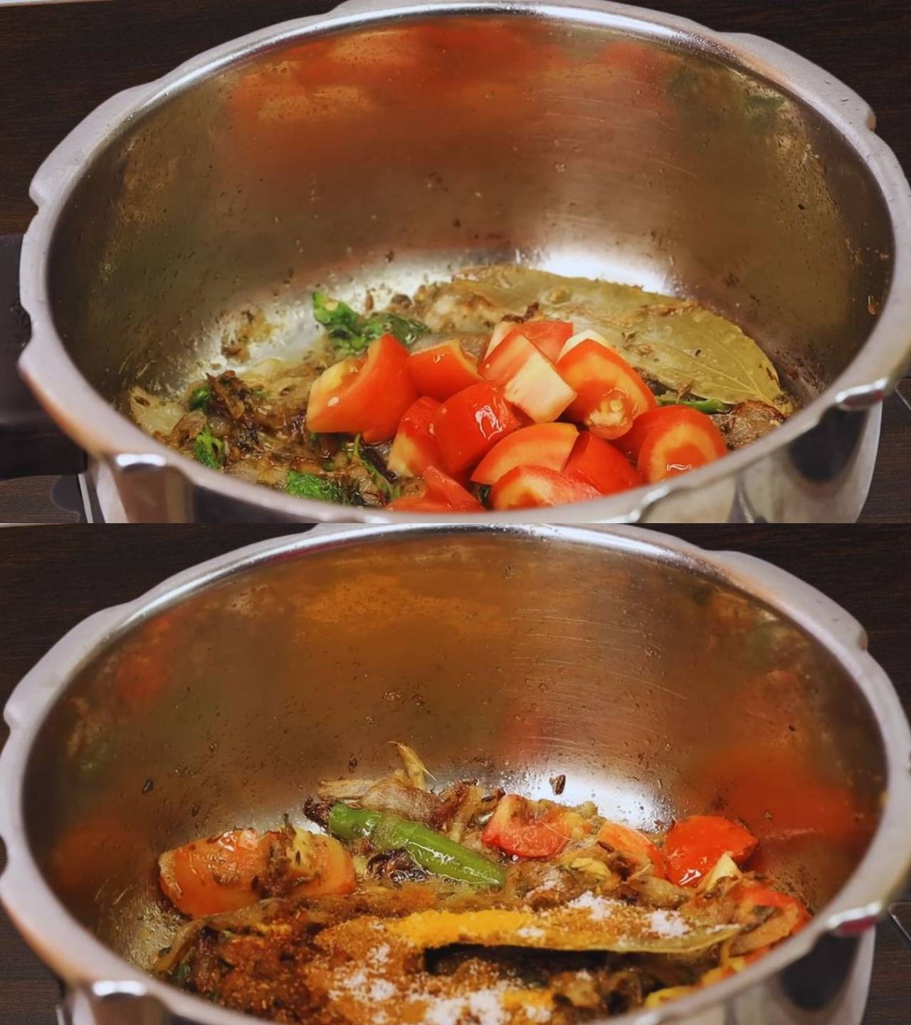 Adding tomato and spices 