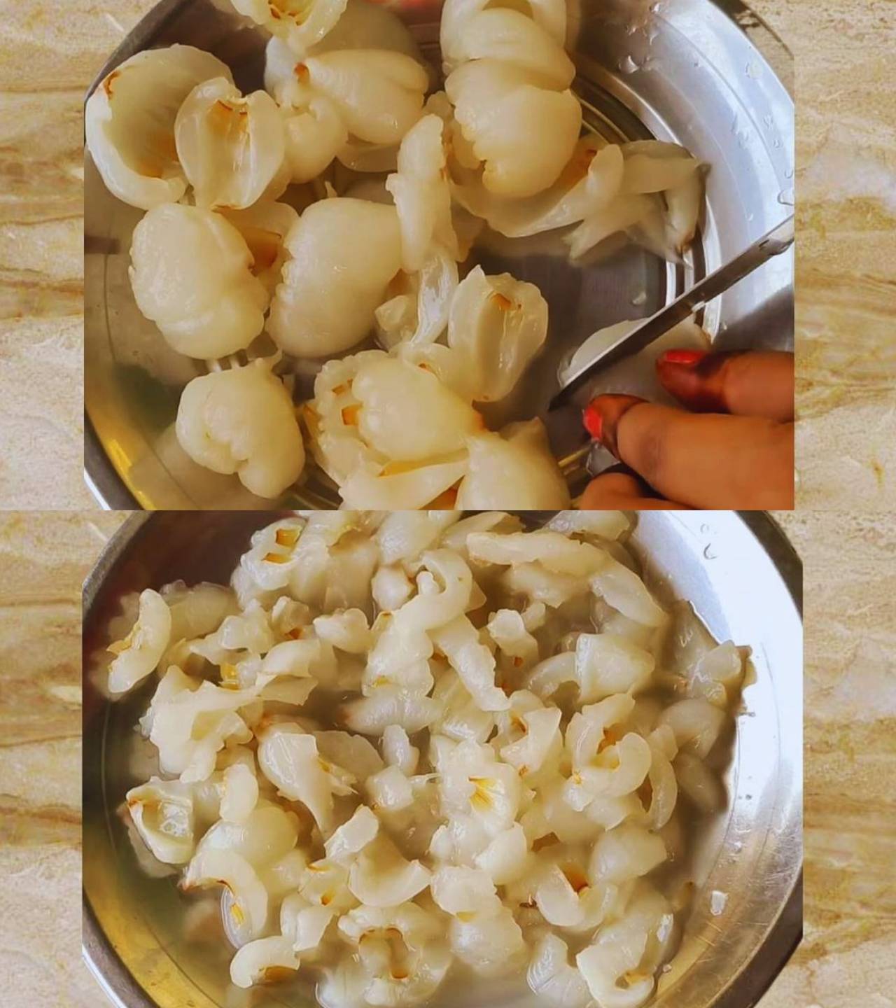 Chopping litchi 