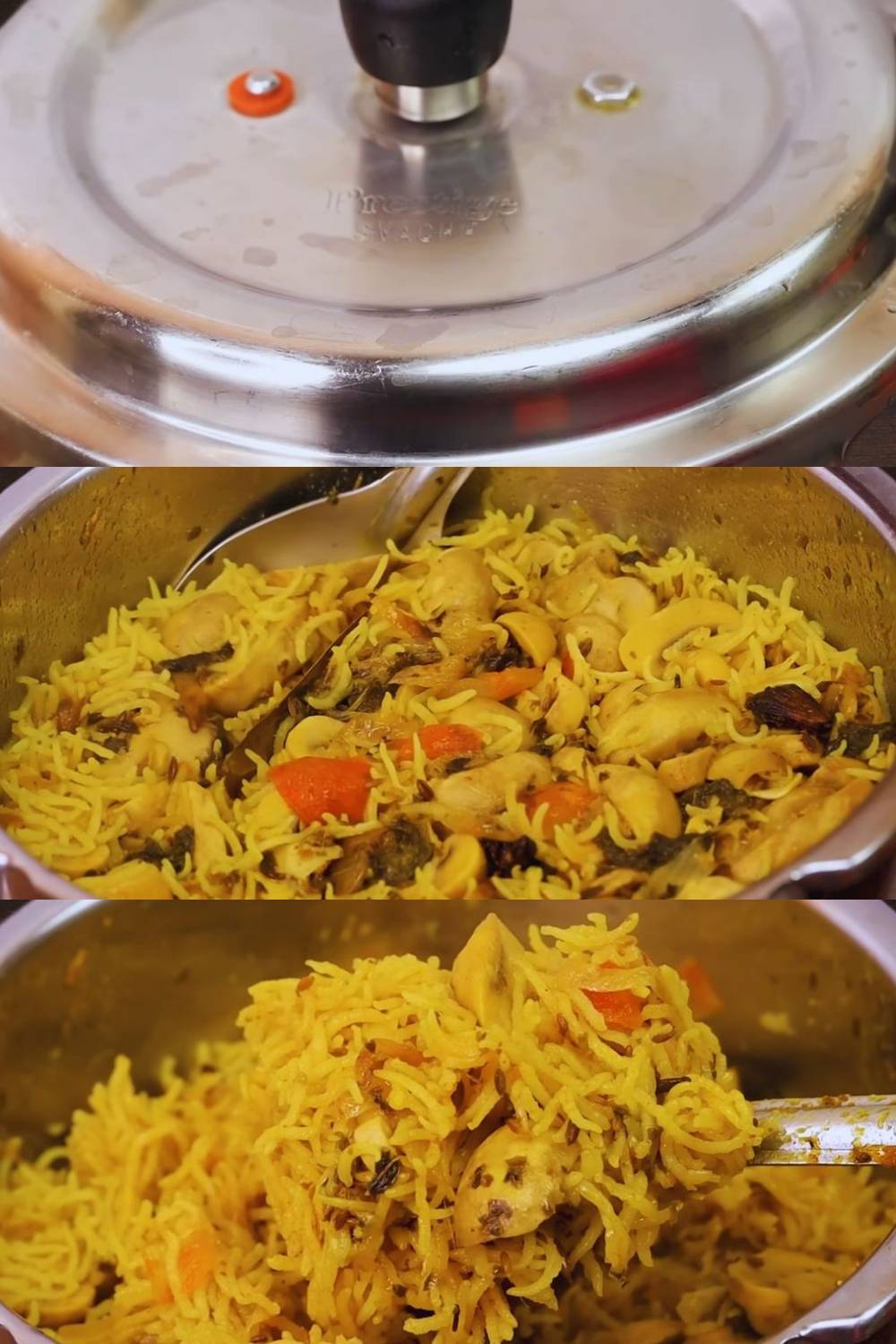 Cooking Mushroom Biryani 