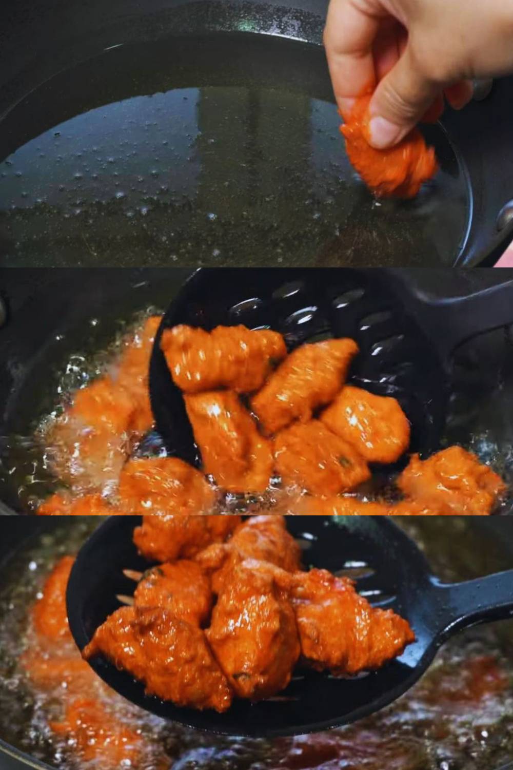 Frying chicken pieces 