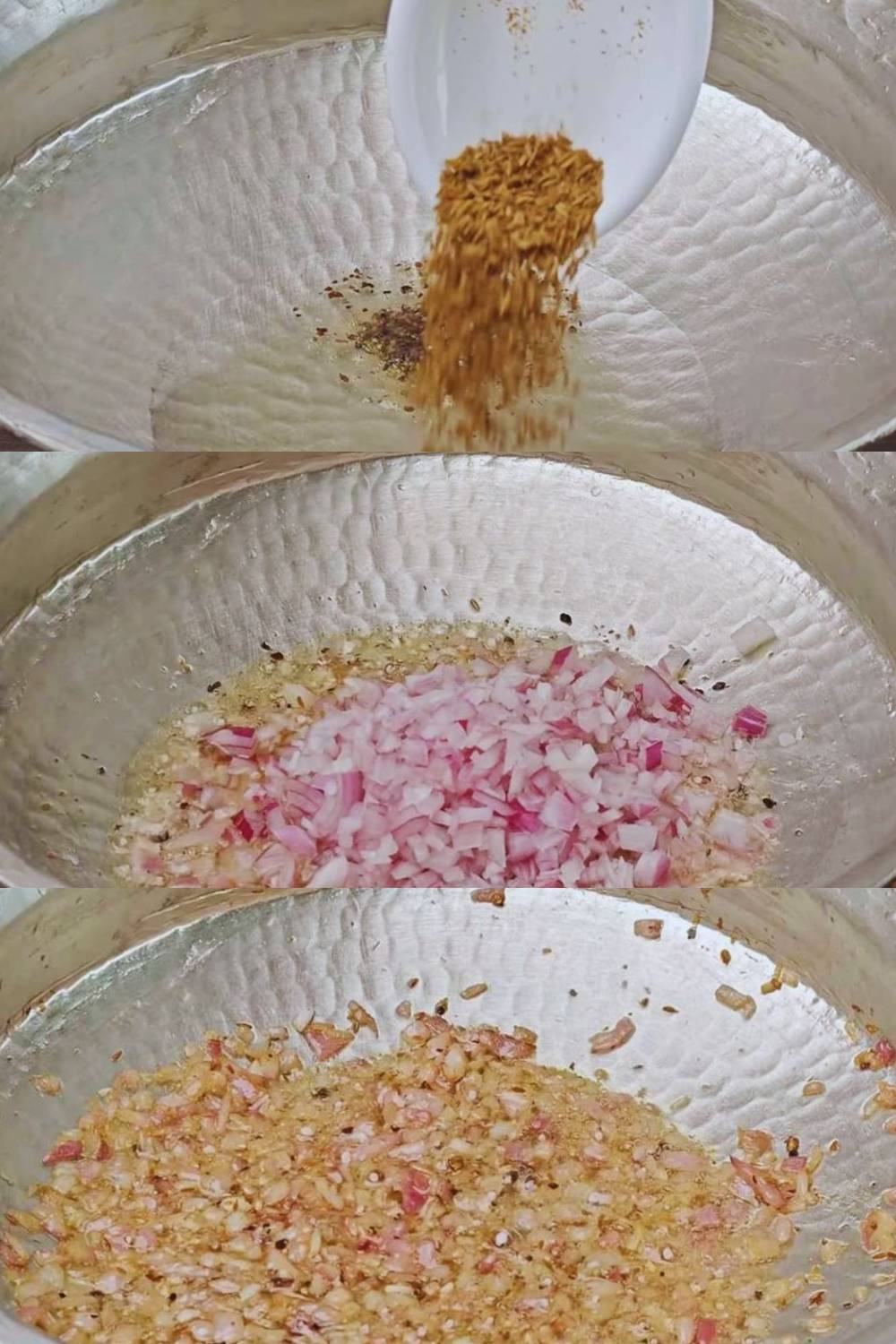 Frying spices and onions